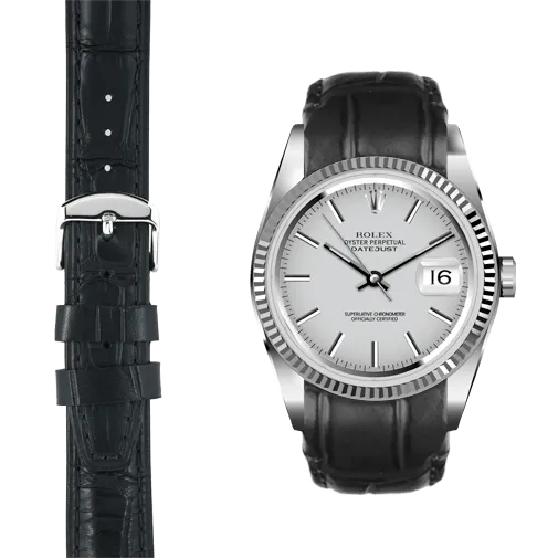 Curved End Leather Strap for Rolex Datejust (5 Digit Reference) with Tang Buckle