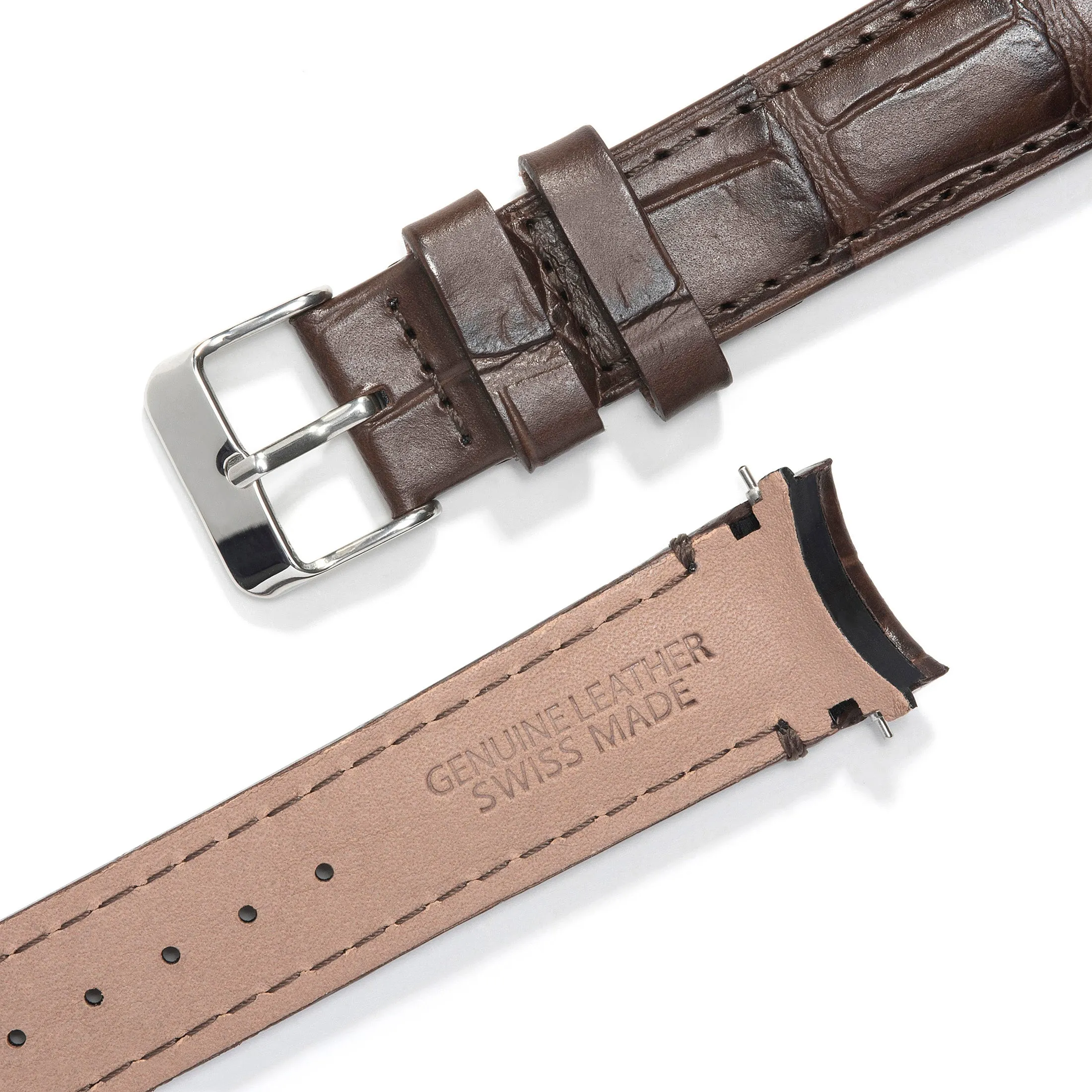 Curved End Leather Strap for Rolex Datejust (5 Digit Reference) with Tang Buckle