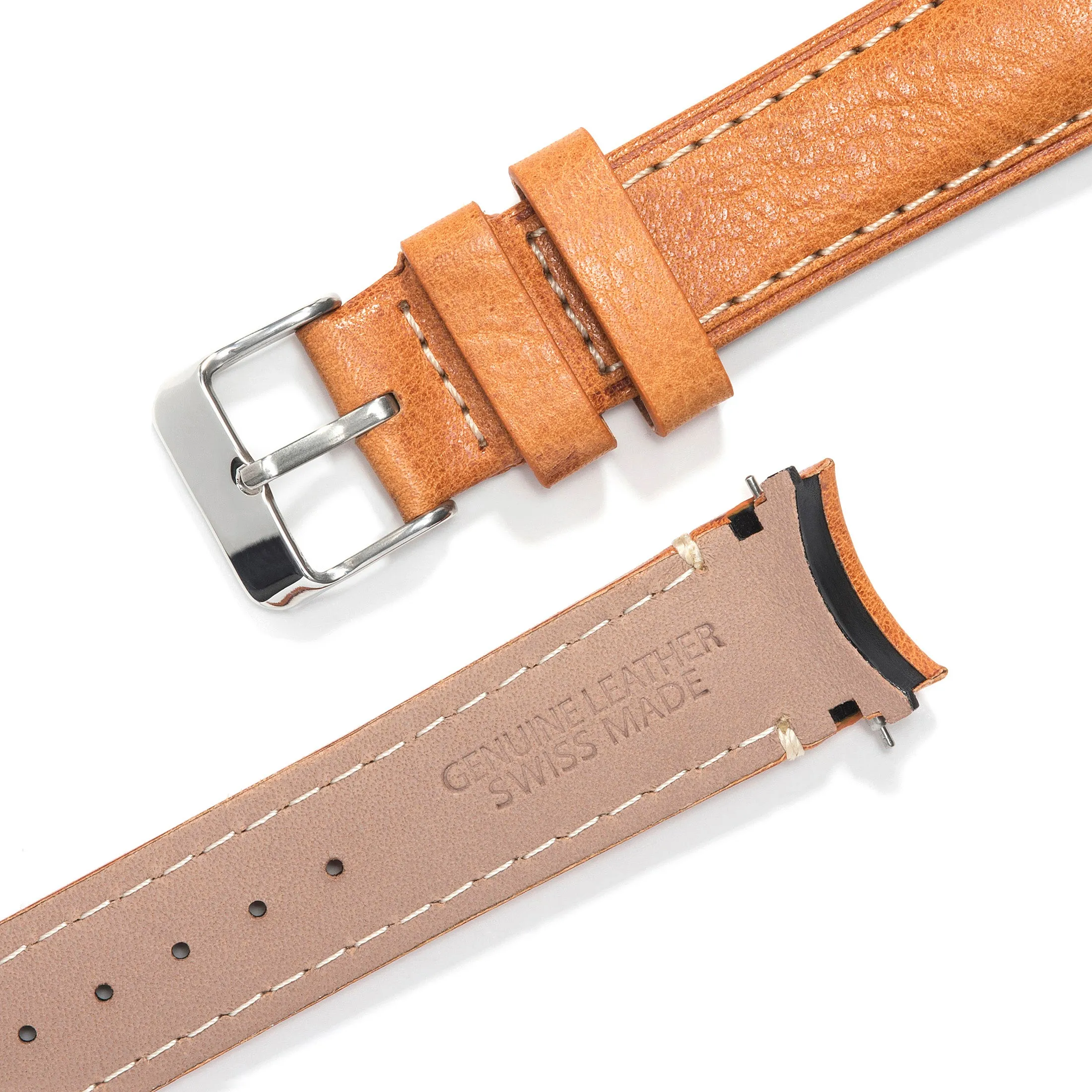 Curved End Leather Strap for Rolex Datejust (5 Digit Reference) with Tang Buckle