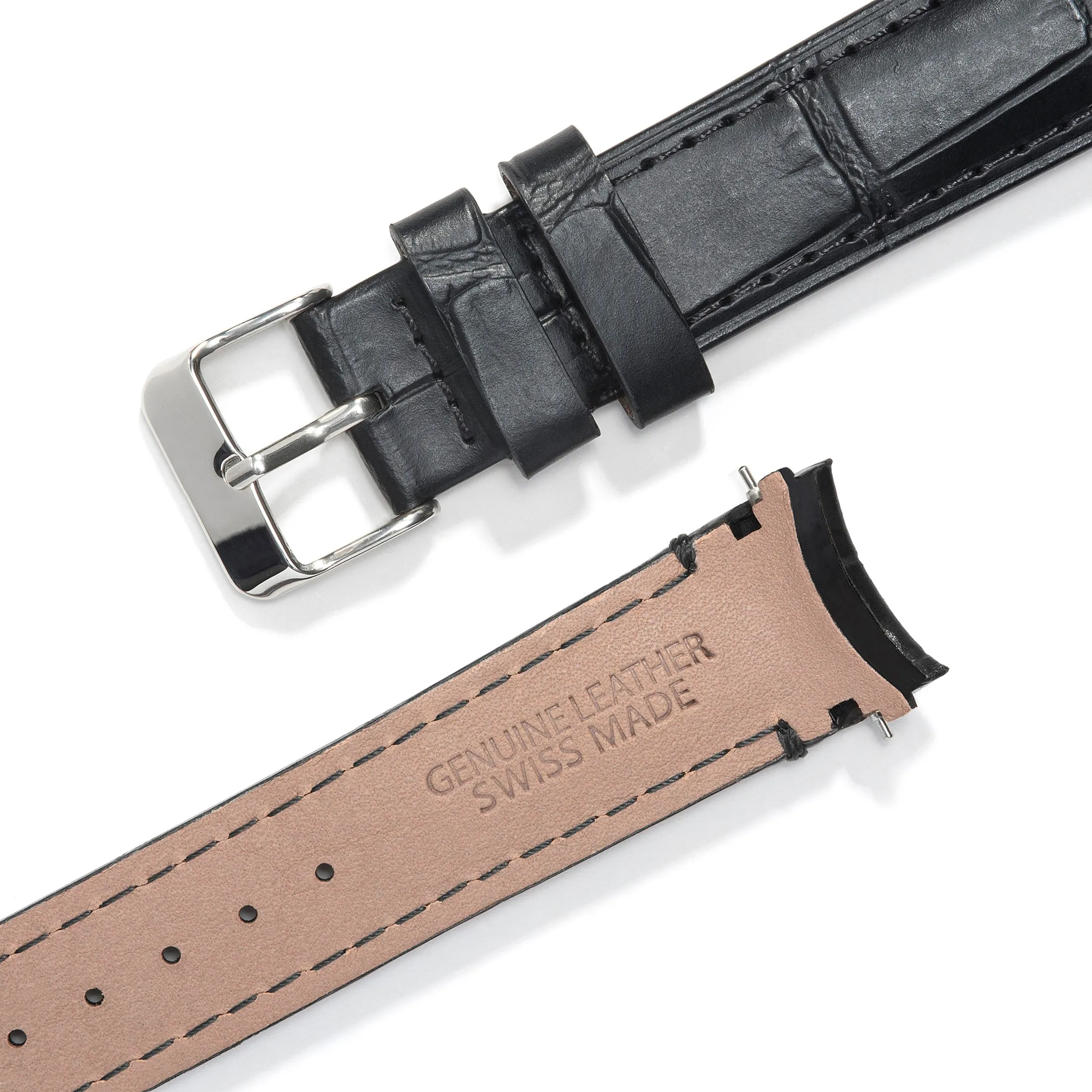 Curved End Leather Strap for Rolex Datejust (5 Digit Reference) with Tang Buckle