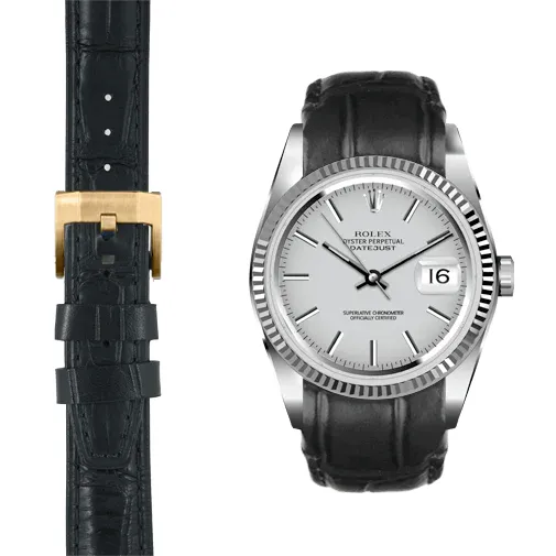 Curved End Leather Strap for Rolex Datejust (5 Digit Reference) with Tang Buckle