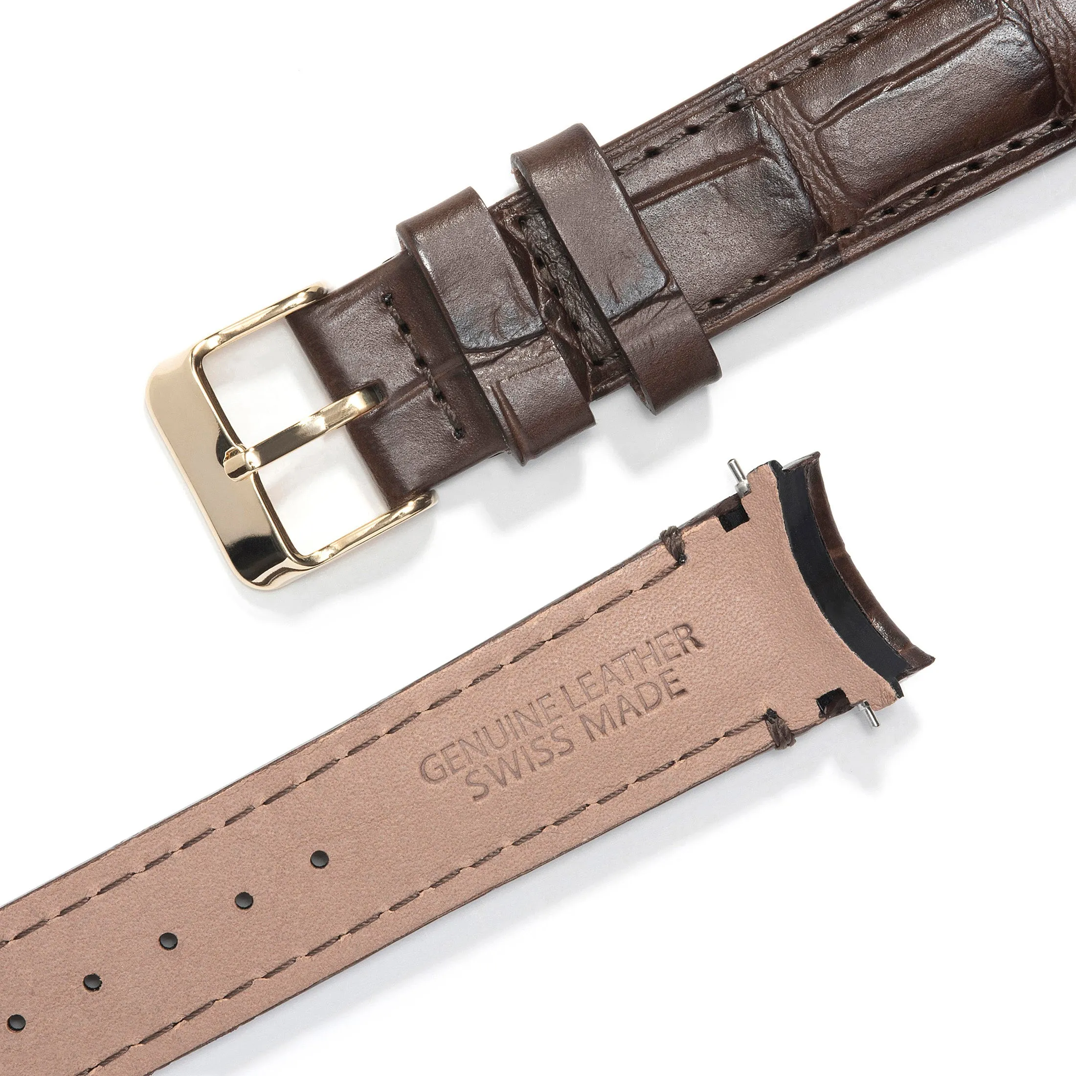 Curved End Leather Strap for Rolex Datejust (5 Digit Reference) with Tang Buckle