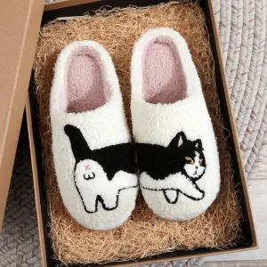 Cute Cat & Pug Plushy Slippers 🐾✨ Cozy Indoor Footwear for Pet Lovers | Warm & Non-slip | Ideal Gift for Cat Moms & Dads! 🐱🎁
