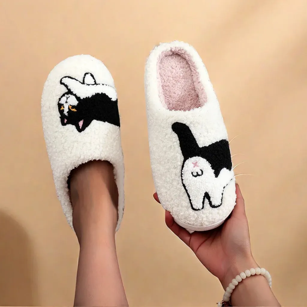 Cute Cat & Pug Plushy Slippers 🐾✨ Cozy Indoor Footwear for Pet Lovers | Warm & Non-slip | Ideal Gift for Cat Moms & Dads! 🐱🎁