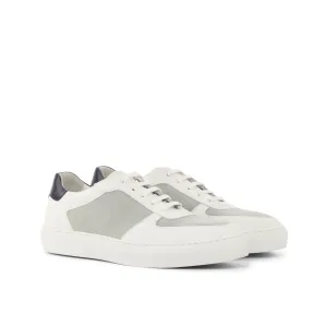 DapperFam Rivale in White / Light Grey Men's Italian Suede Trainer