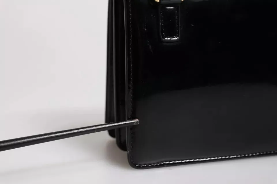 Dolce & Gabbana Black Polished Leather DG Logo Crossbody Bag