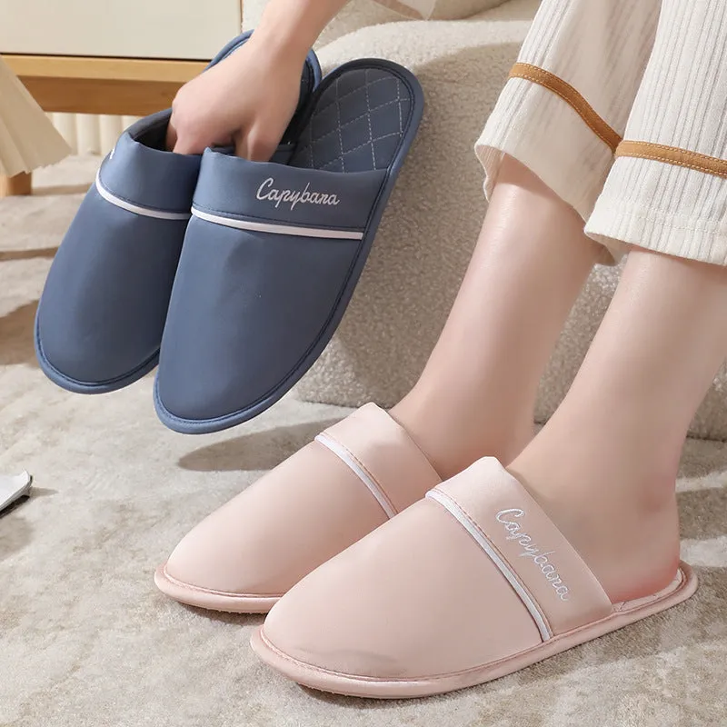 Elegant Japanese Style Silk Indoor Slippers, Comfortable Couple Slippers, Anti-Slip Office Slippers