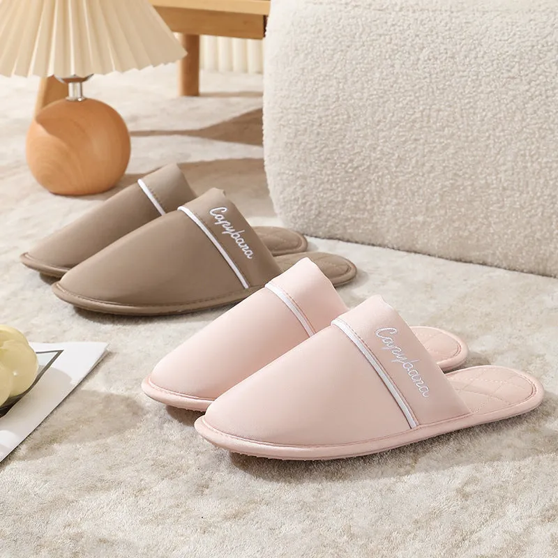 Elegant Japanese Style Silk Indoor Slippers, Comfortable Couple Slippers, Anti-Slip Office Slippers