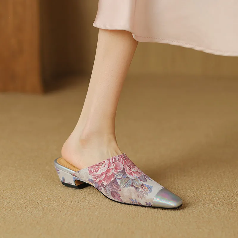 Elegant Suede Mule Slippers with Square Heel