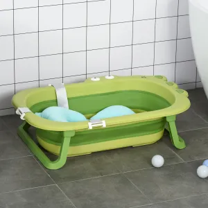 Ergonomic Baby Bath Tub for Toddler with Baby Cushion for 0-3 Years Green