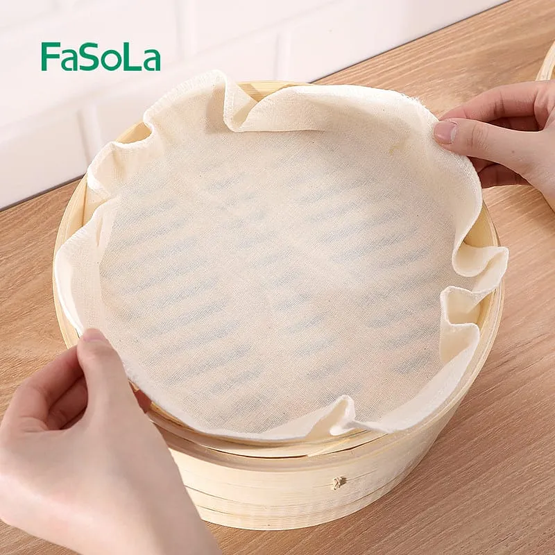 FaSoLa Cotton Steamer Cloth - Beige, 30cm Diameter, 5 Pieces