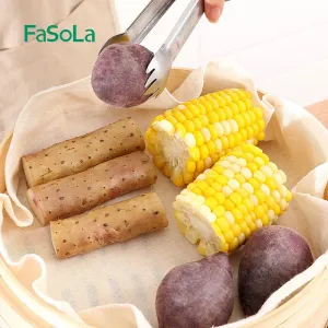 FaSoLa Cotton Steamer Cloth - Beige, 30cm Diameter, 5 Pieces
