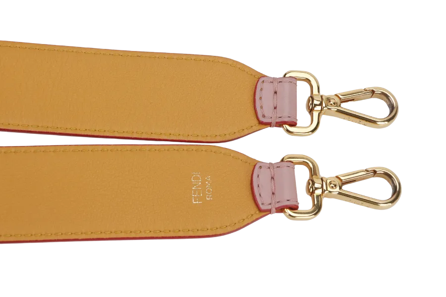 FENDI BAG STRAP PASTEL PINK-YELLOW CALF LEATHER GOLD HARDWARE WITH DUST COVER