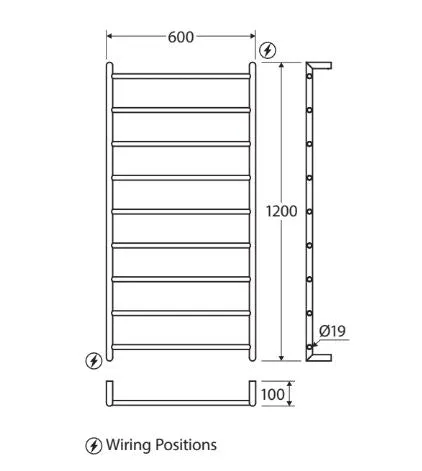 Fienza Kaya Heated Towel Rail - Brushed  Nickel