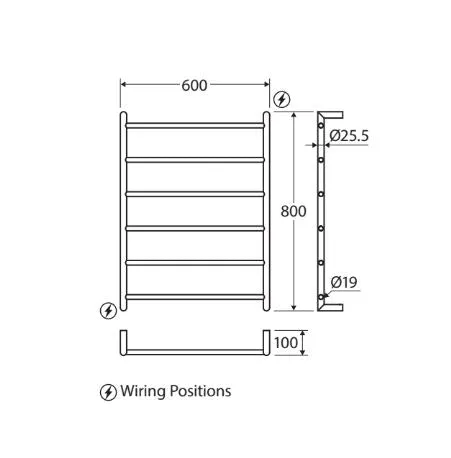 Fienza Kaya Heated Towel Rail - Brushed  Nickel