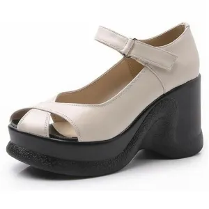 Genuine Leather High Heels Women Summer Sandals