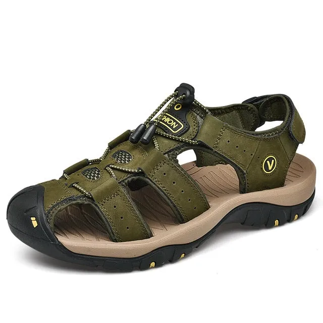 Genuine Leather Men Shoes Summer New Large Size Sandals Men Sandals Fashion Sandals Slippers Big