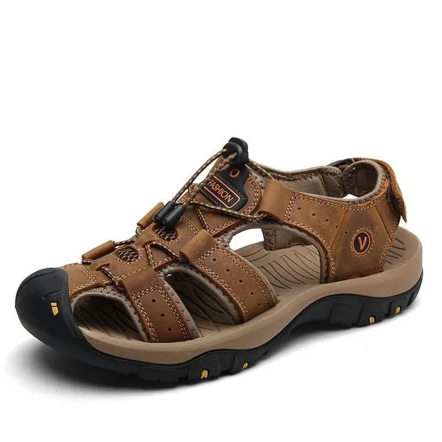 Genuine Leather Men Shoes Summer New Large Size Sandals Men Sandals Fashion Sandals Slippers Big