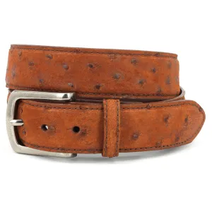 Genuine South African Ostrich Skin Belt in Antique Brandy