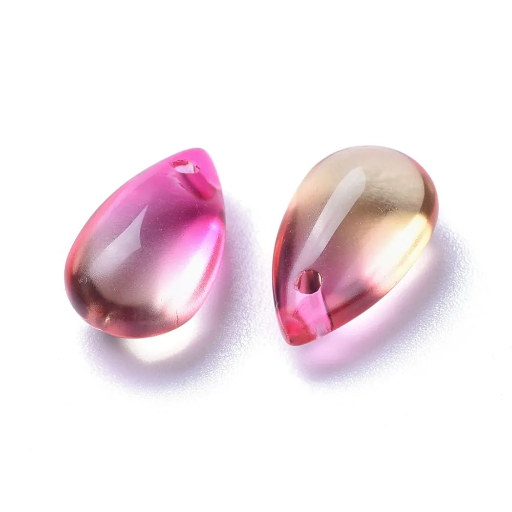 Glass drop beads - DEEP PINK X 10 PIECES