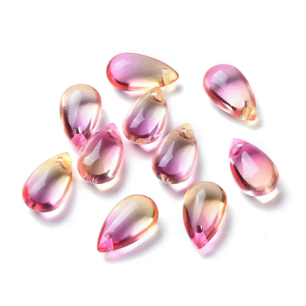 Glass drop beads - DEEP PINK X 10 PIECES