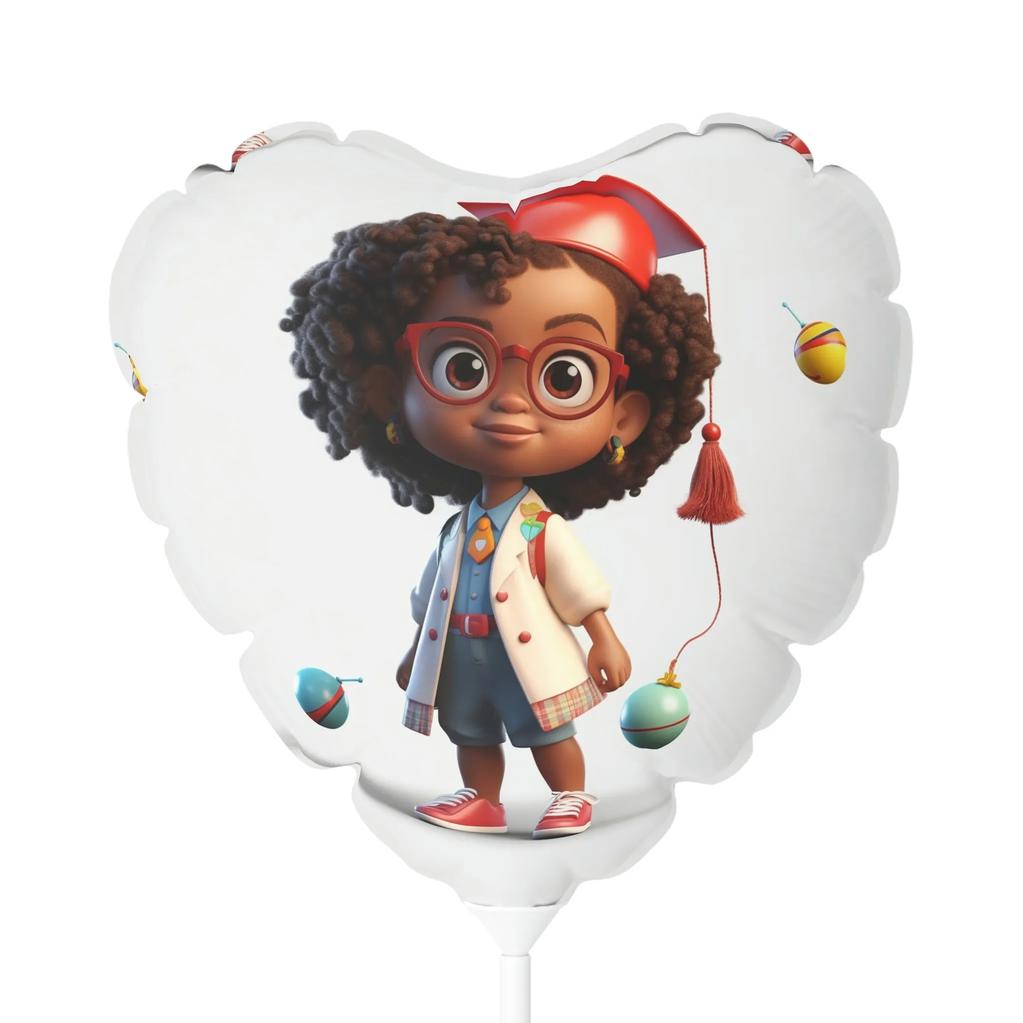 Graduation Chibi alloon (Round and Heart-shaped), 11"