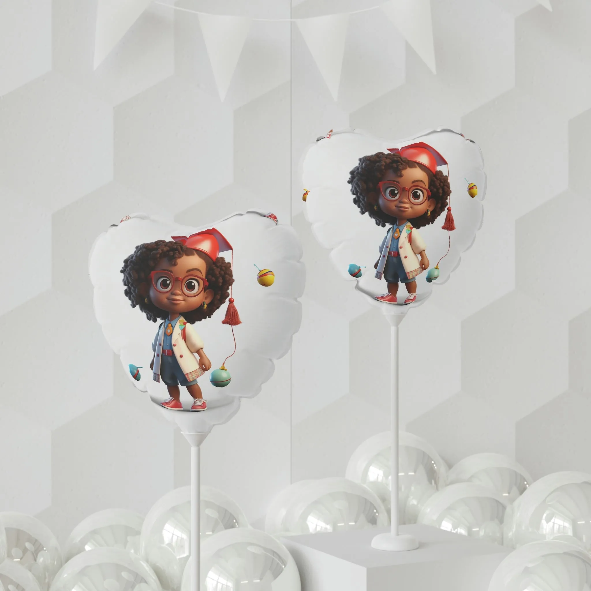 Graduation Chibi alloon (Round and Heart-shaped), 11"