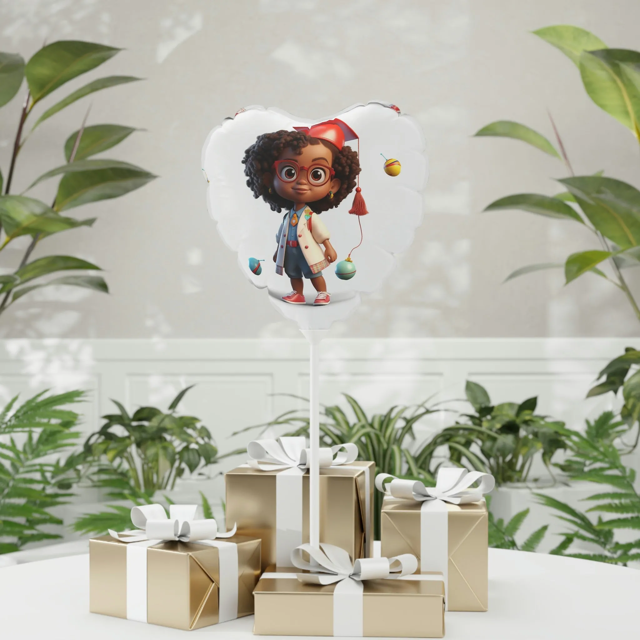 Graduation Chibi alloon (Round and Heart-shaped), 11"