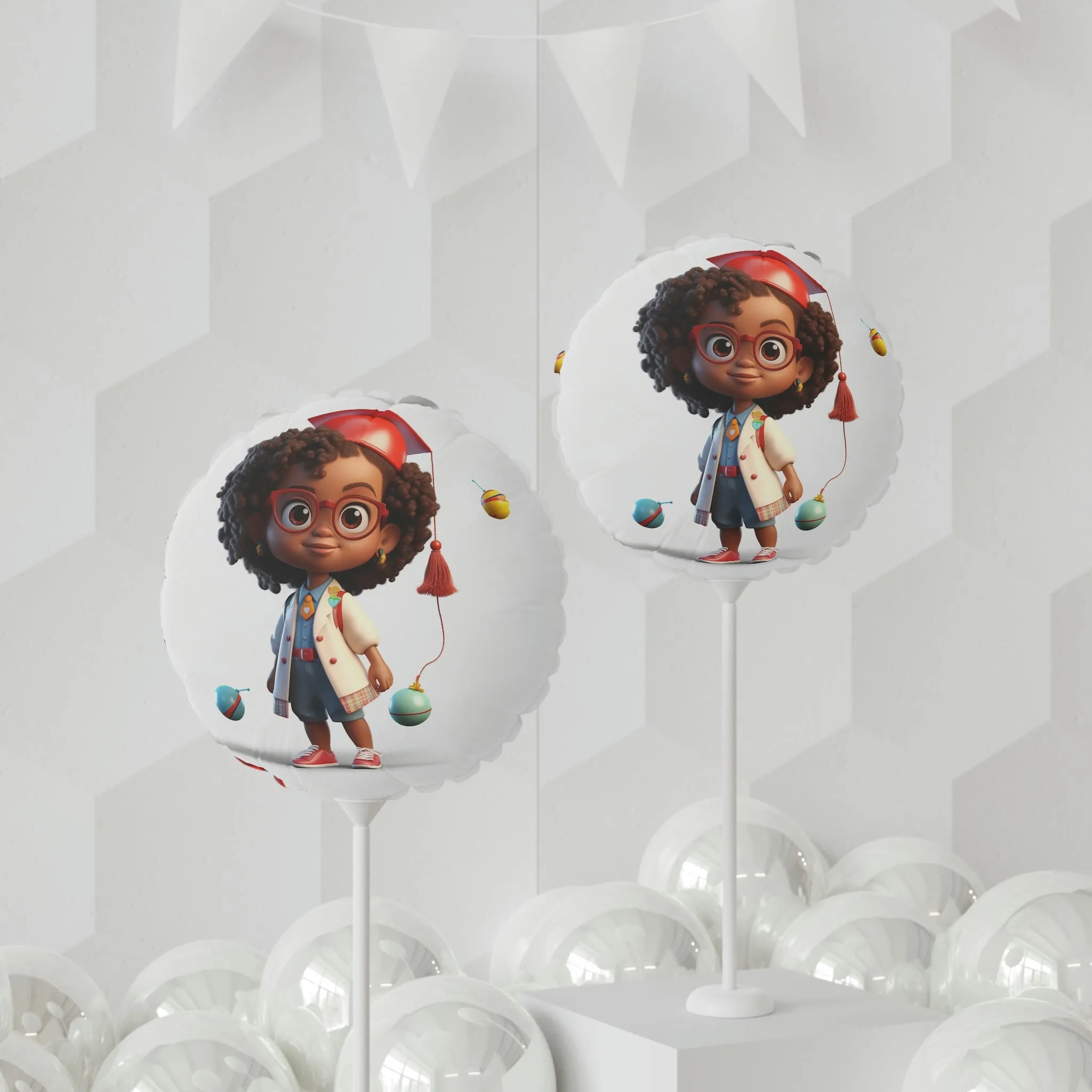 Graduation Chibi alloon (Round and Heart-shaped), 11"