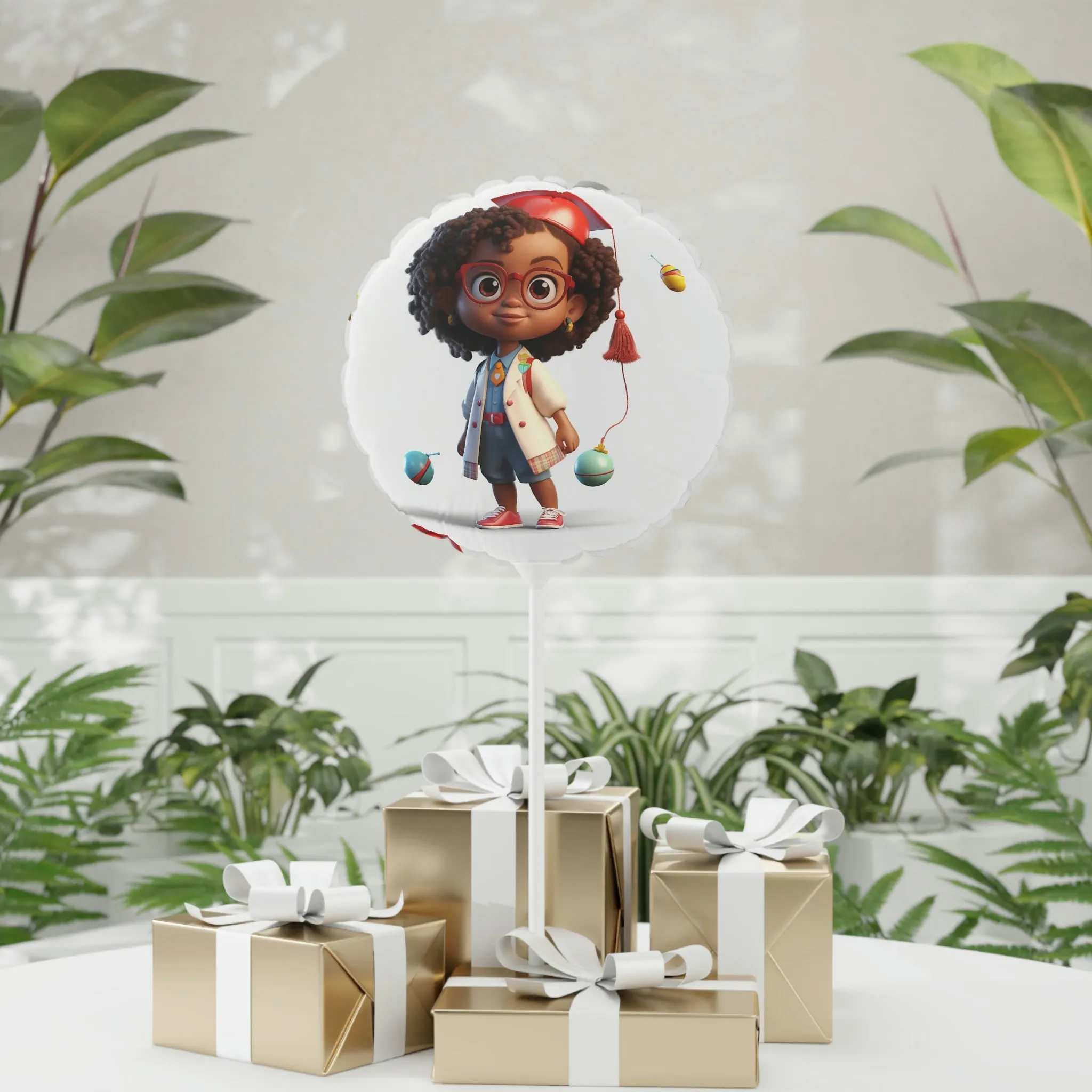 Graduation Chibi alloon (Round and Heart-shaped), 11"