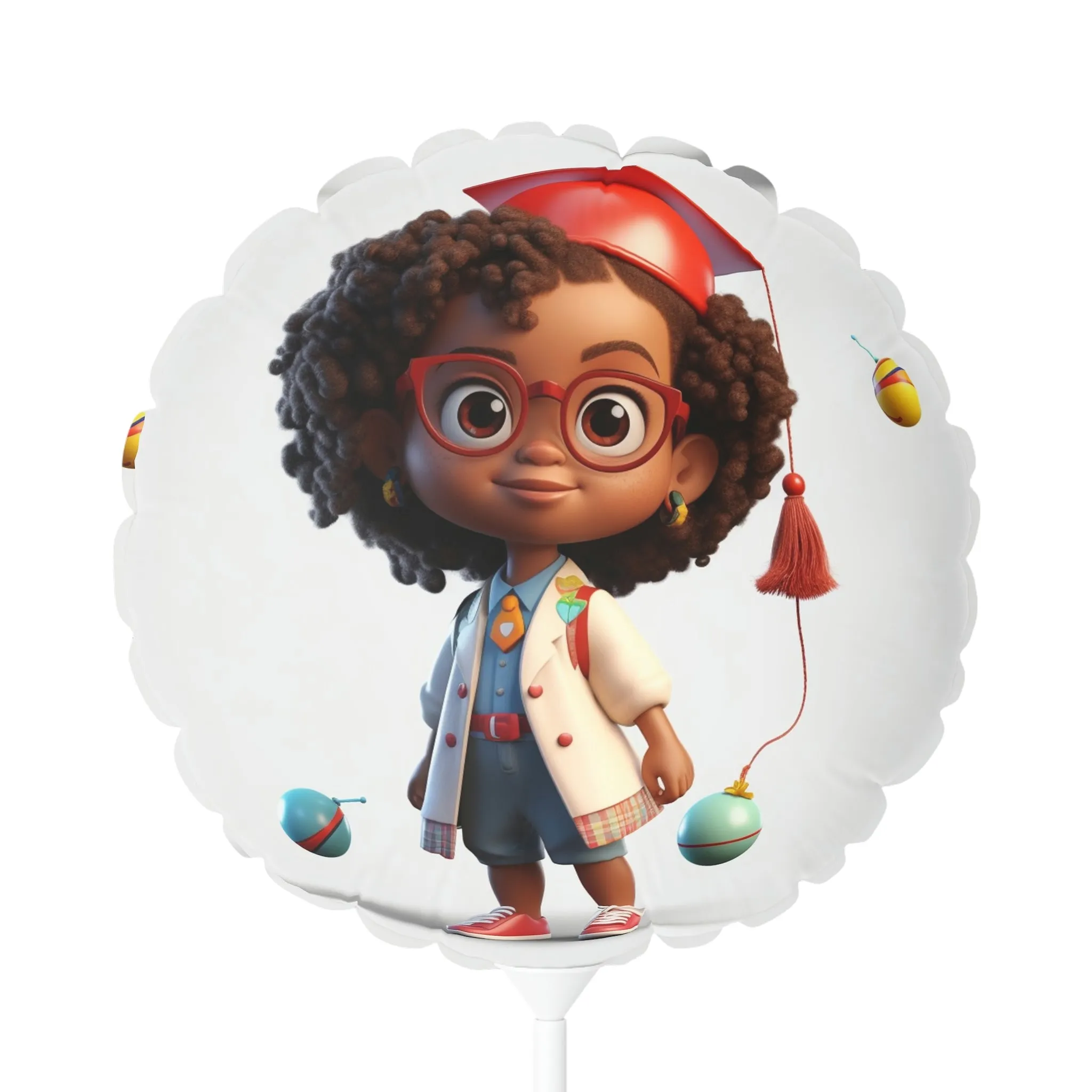Graduation Chibi alloon (Round and Heart-shaped), 11"