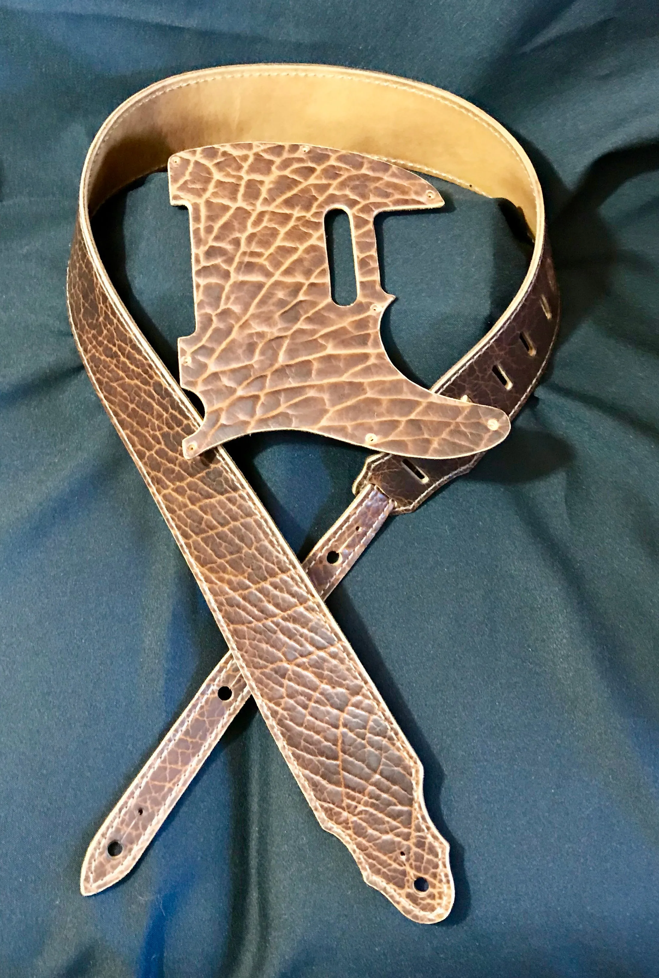 Guitar Strap and Telecaster Pickguard Set, American Bison Leather