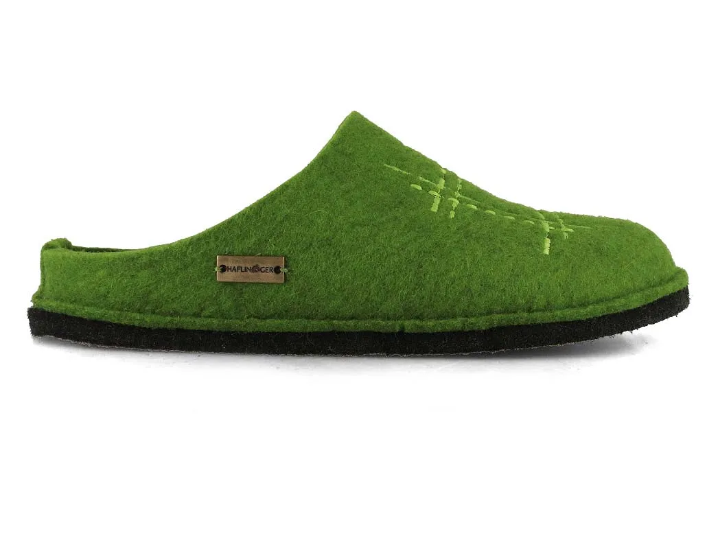 HAFLINGER Men Women Felt Slippers 'Flair Crossroad', green