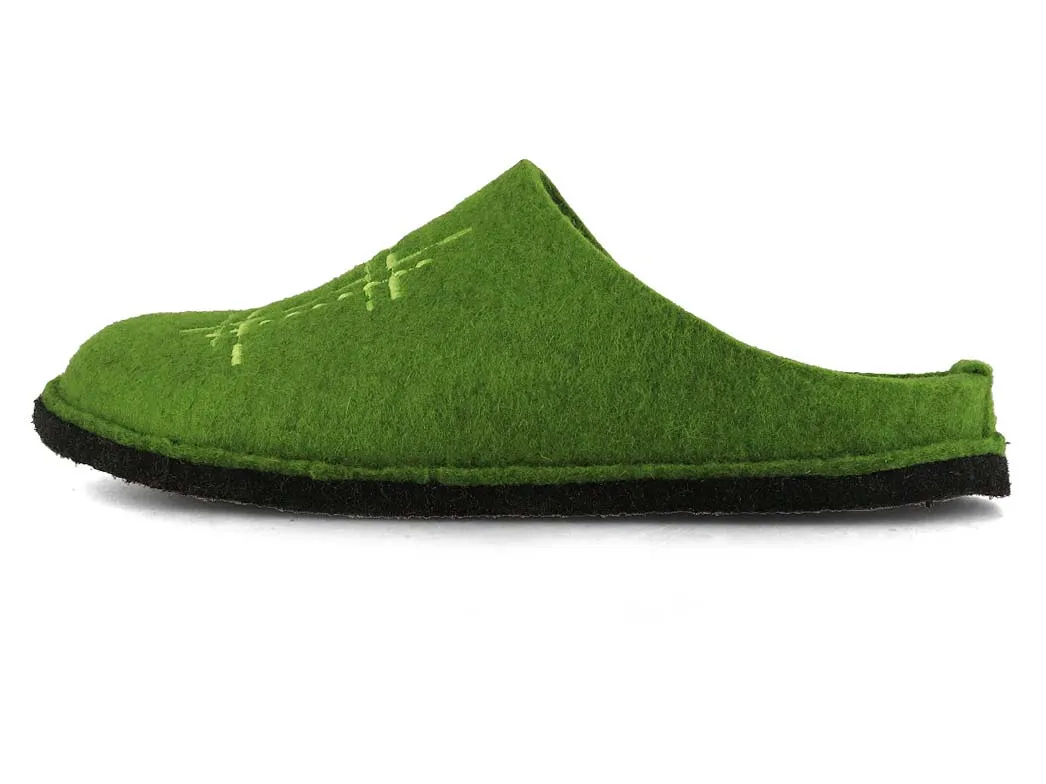 HAFLINGER Men Women Felt Slippers 'Flair Crossroad', green