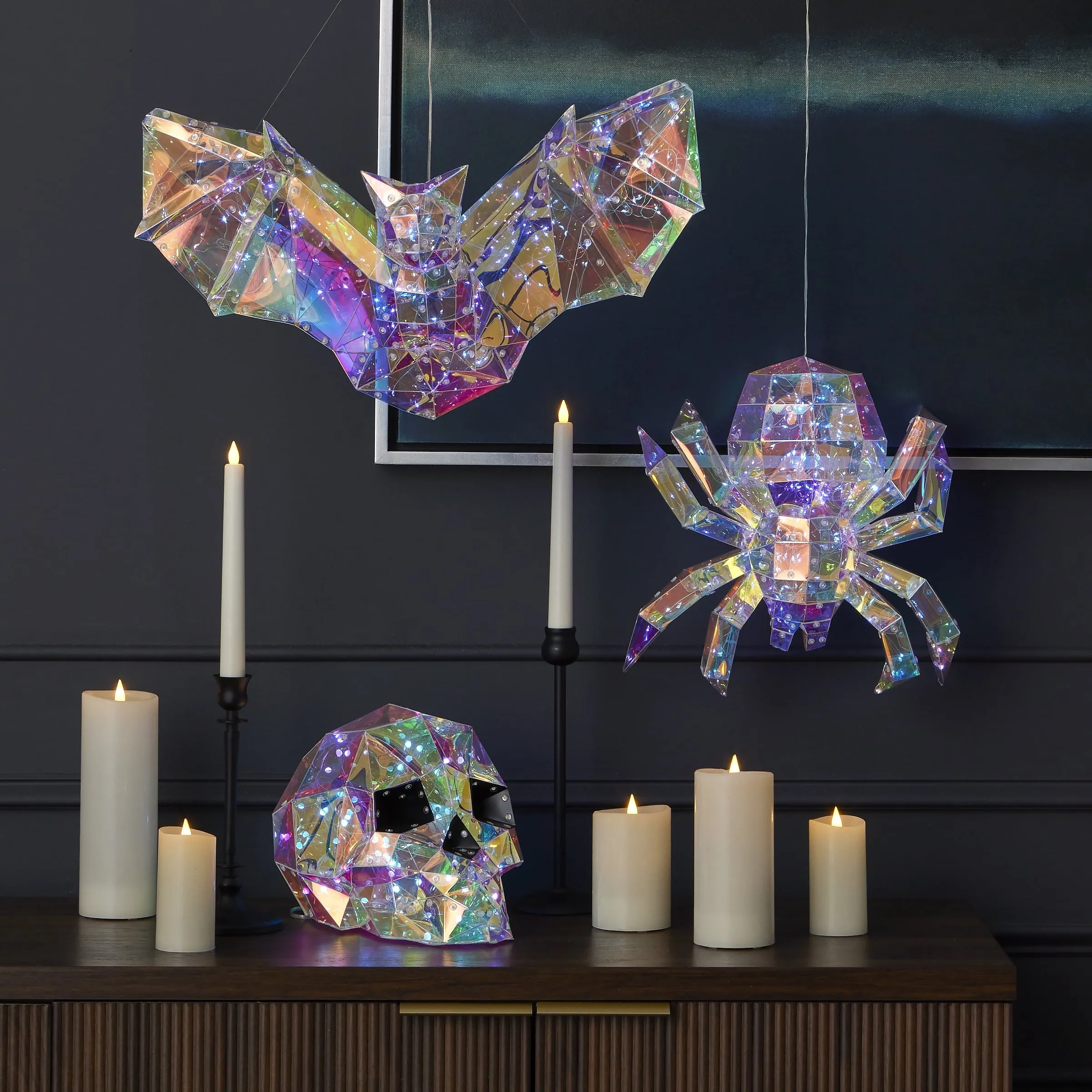 Halloween LED Lights - Prismatic Iridescent Spider 14"