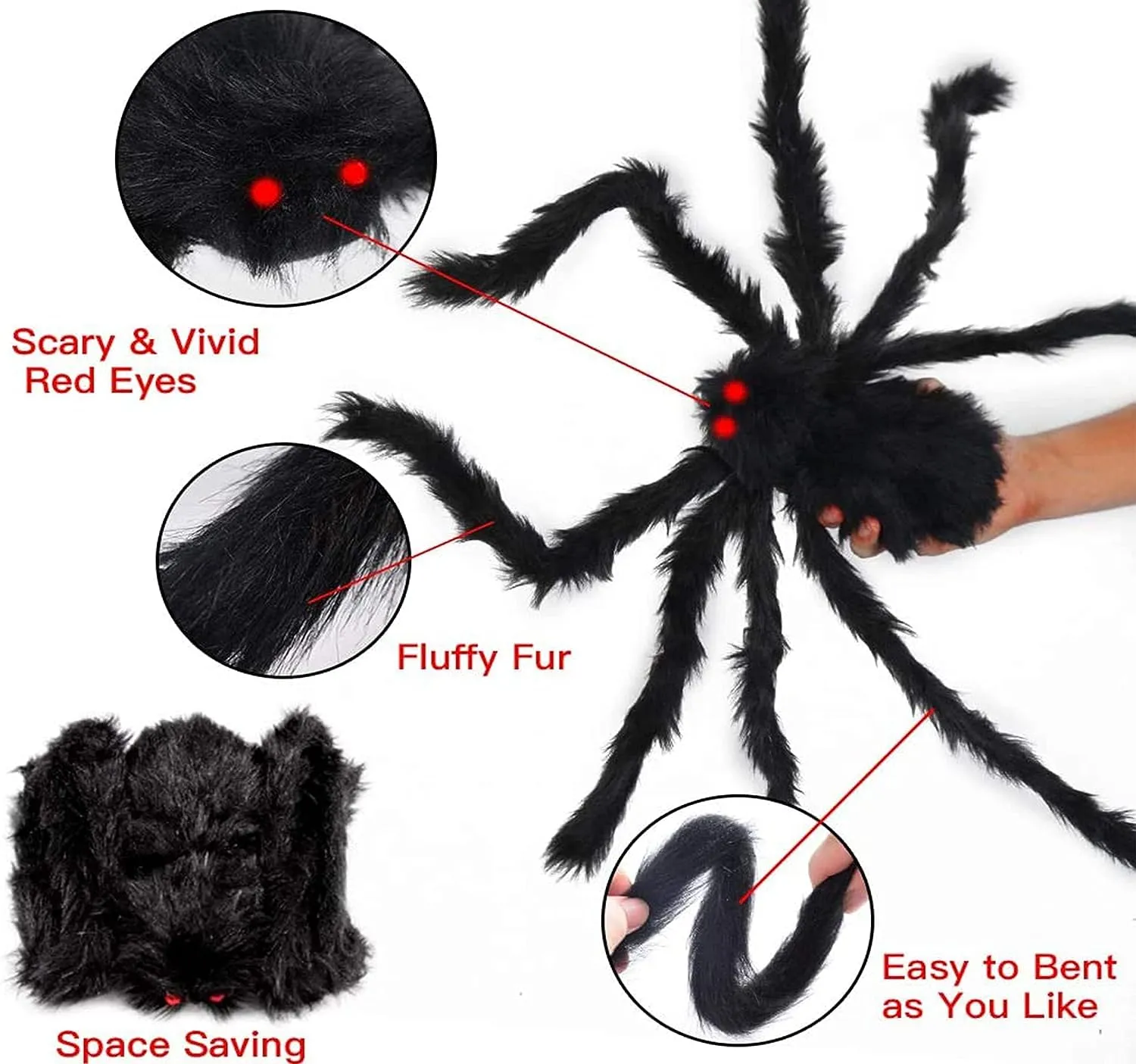 Halloween Spider 90cm Giant Spider Giant Halloween Spider for Halloween Decorations Outdoor Fake Spiders - Halloween Giant Spider Big Spider Halloween Decorations Indoor Halloween Spiders 1pcs