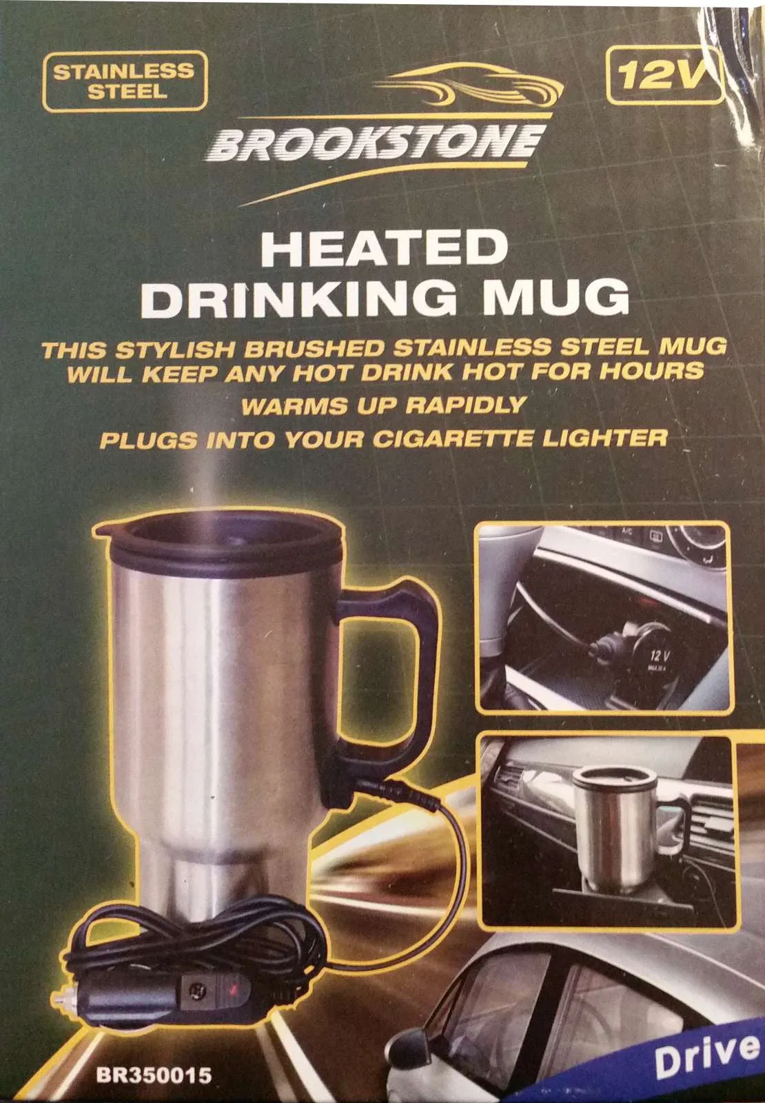Heated 12v Travel Drinking Stainless Steel Mug For Car, Van Ideal for Cold Winter Mornings
