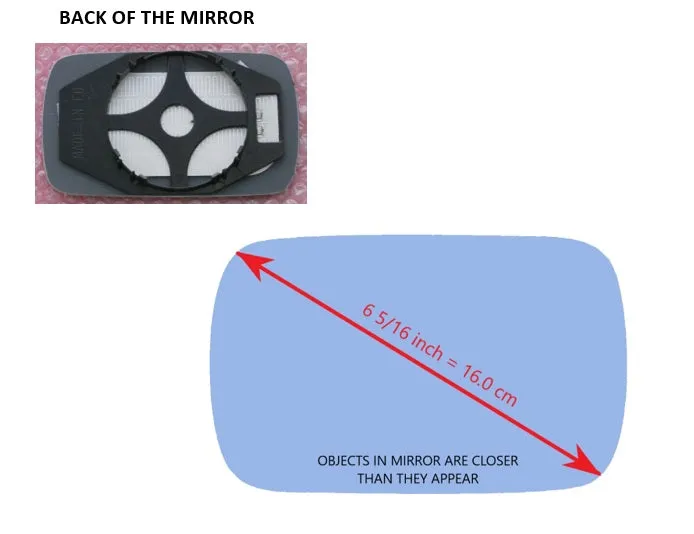 Heated Mirror Glass With Plastic Backing Plate Attached for BMW 325IX 1988 - 1991