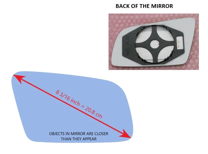 Heated Mirror Glass With Plastic Backing Plate Attached for BMW 525I 2004 - 2009