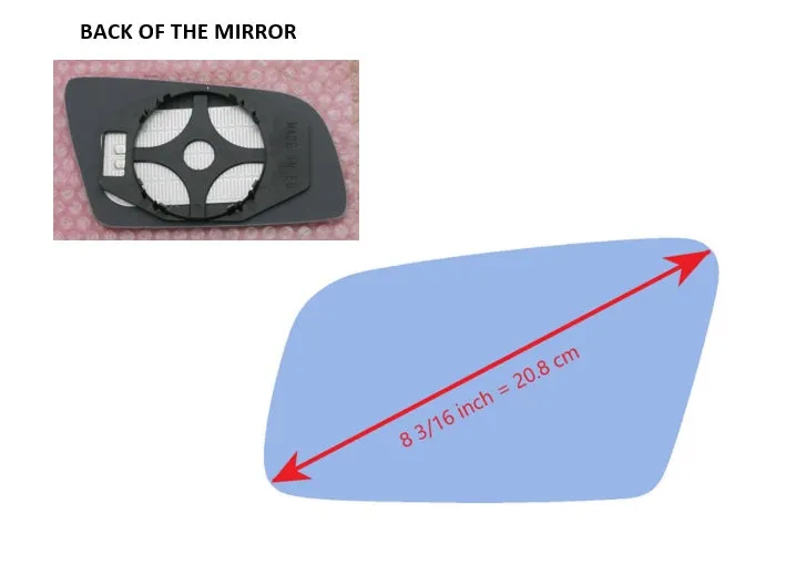 Heated Mirror Glass With Plastic Backing Plate Attached for BMW 525I 2004 - 2009