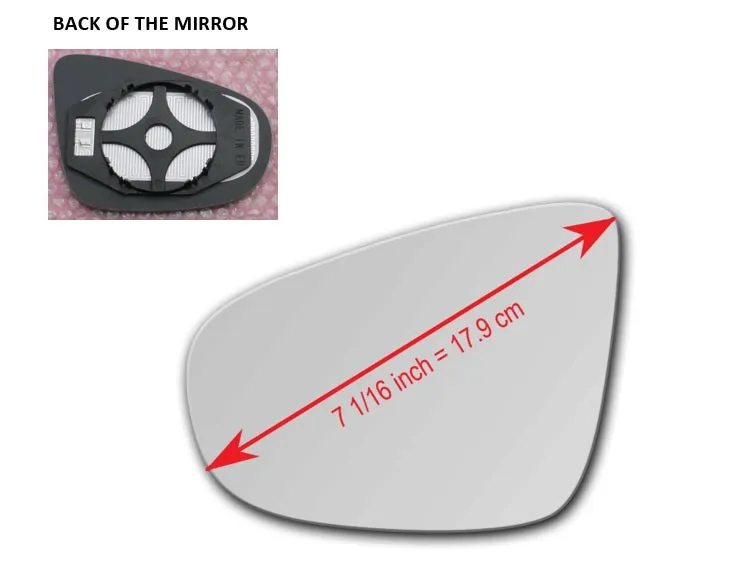 Heated Mirror Glass with Plastic Backing Plate Attached for Volkswagen Golf 2010 - 2014