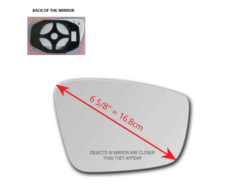 Heated Mirror Glass With Plastic Backing Plate Attached for Volkswagen Passat 2012 - 2015