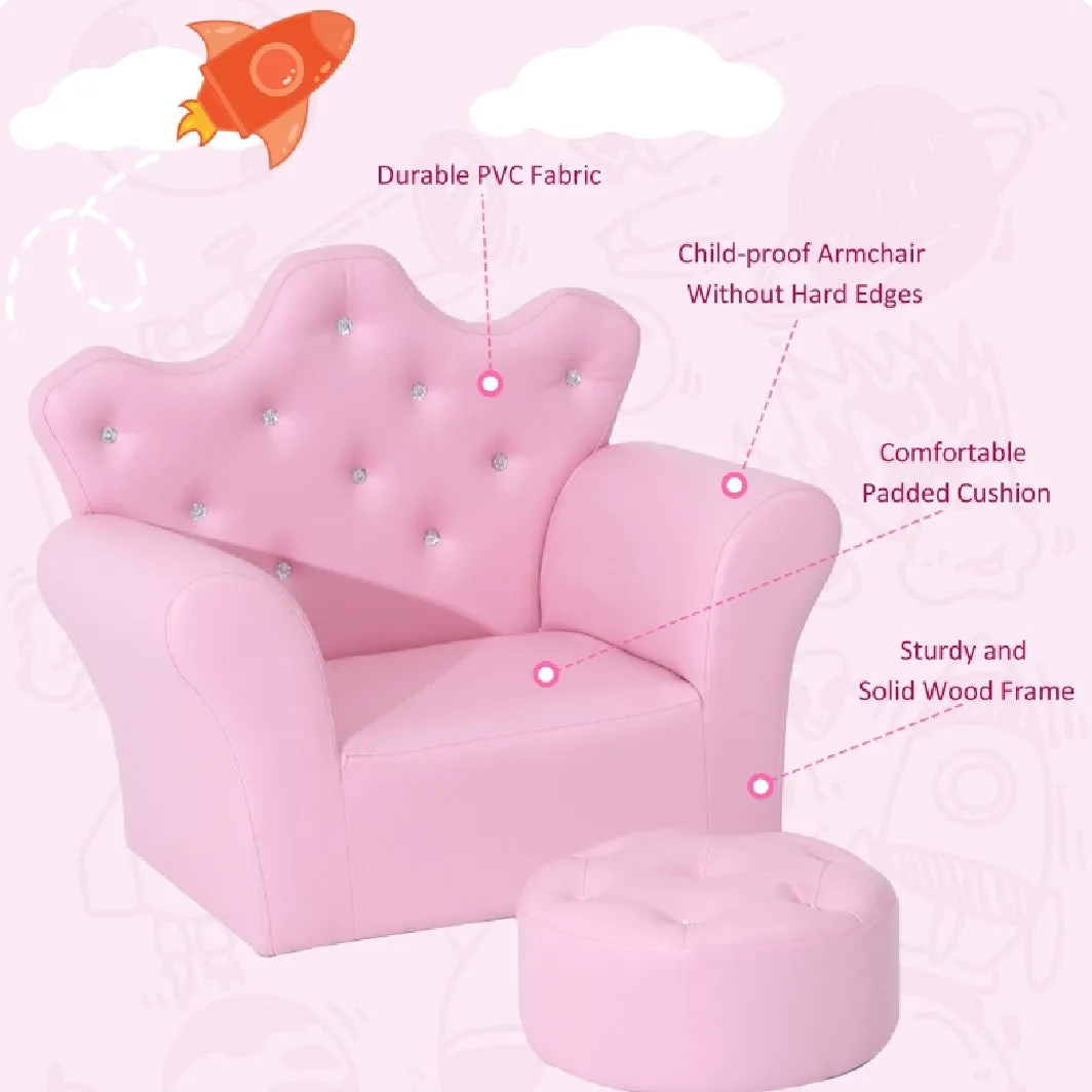 Her Royal Highness Childrens 2-Piece Chair with Footstool Set | Pink | 3-7 Years