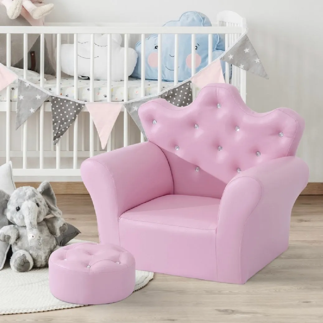 Her Royal Highness Childrens 2-Piece Chair with Footstool Set | Pink | 3-7 Years