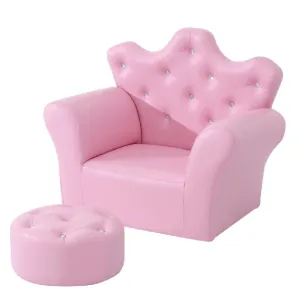 Her Royal Highness Childrens 2-Piece Chair with Footstool Set | Pink | 3-7 Years
