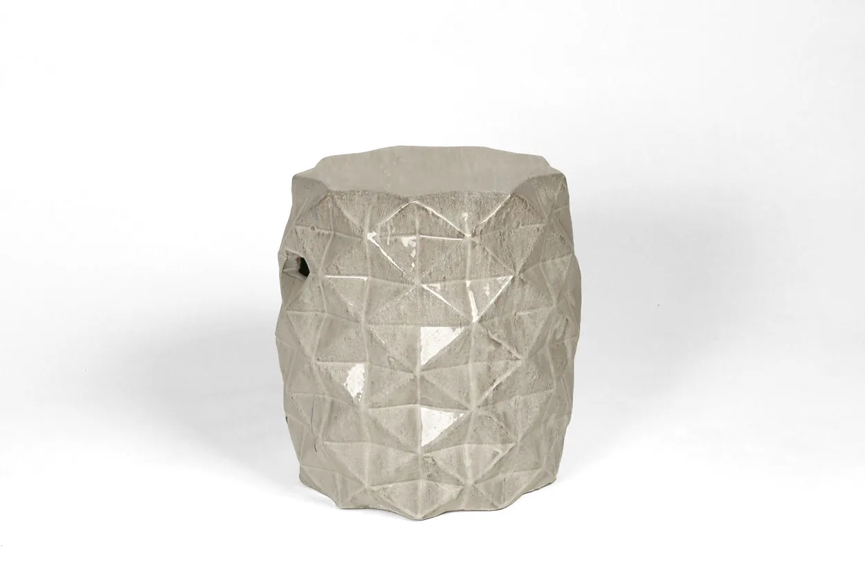 Hexagonal Ceramic Garden Stool White