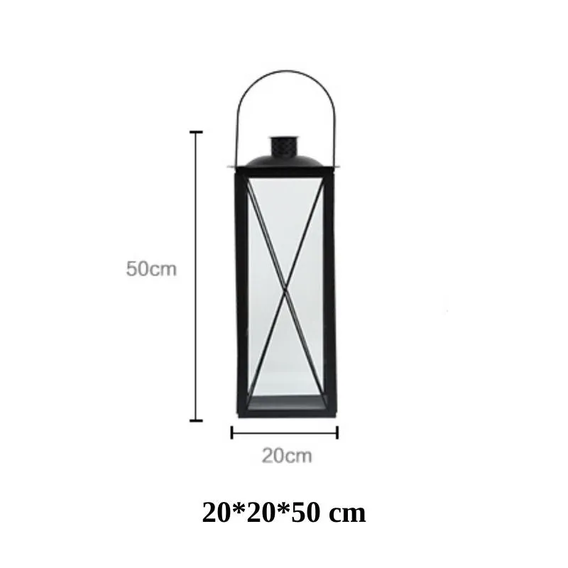 Homlly Candle Faux Plants Black Metal & Glass indoor Lantern