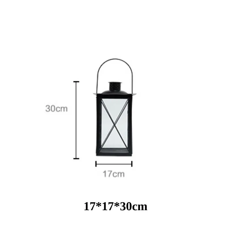Homlly Candle Faux Plants Black Metal & Glass indoor Lantern