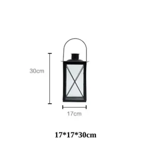 Homlly Candle Faux Plants Black Metal & Glass indoor Lantern
