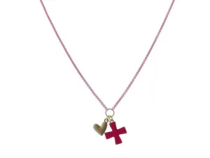 Hot Pink Enamel Cross Necklace
